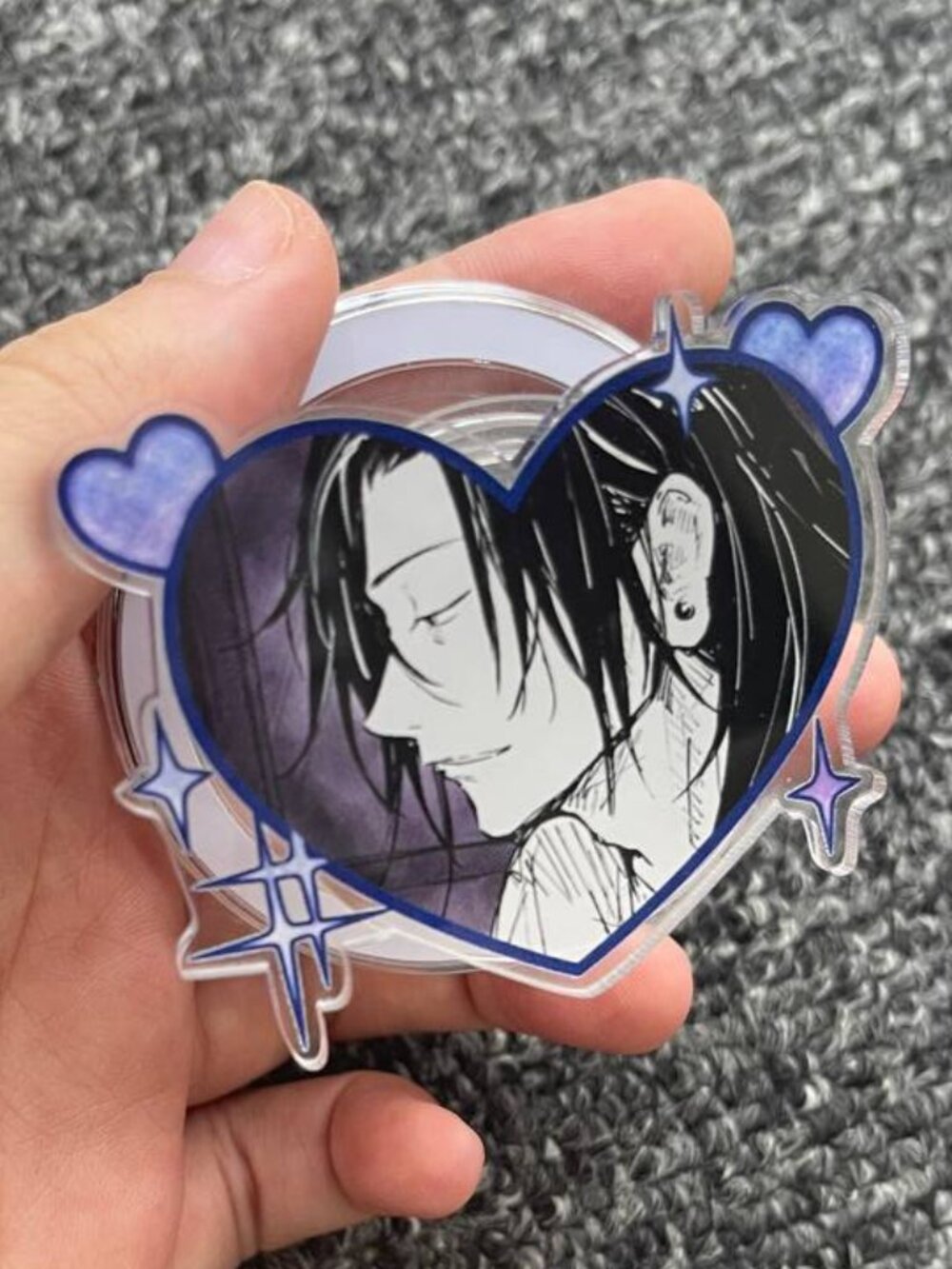 Dark Manga Anime Phone Grip – Gothic Heart Pop Socket Stand for iPhone & Android